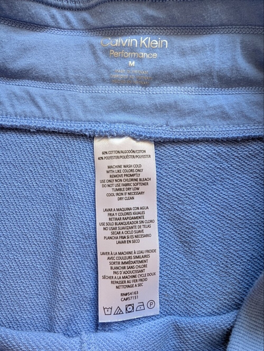 Calvin Klein Performance Size Medium Terrycloth Drawstring Shorts - Light Blue - Picture 3 of 15